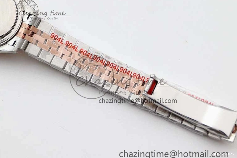 0121 Trendy Lady DateJust 28 SS RG TWF Diamonds Bezel 1:1 Best Edition White Dial Roman Markers on Jubilee Bracelet NH 2129